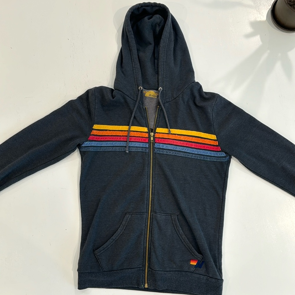 Aviator Nation striped zip up sweatshirt
